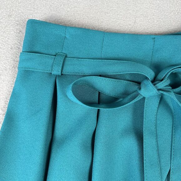 Valerie Villacampa Pleated Lantern Trousers Women’s 1 Blue Green Belted Wide Leg - Picture 3 of 16